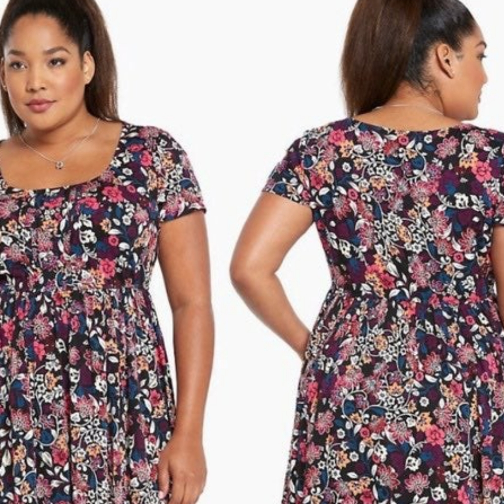 Torrid Floral Pintuck Challis Dress